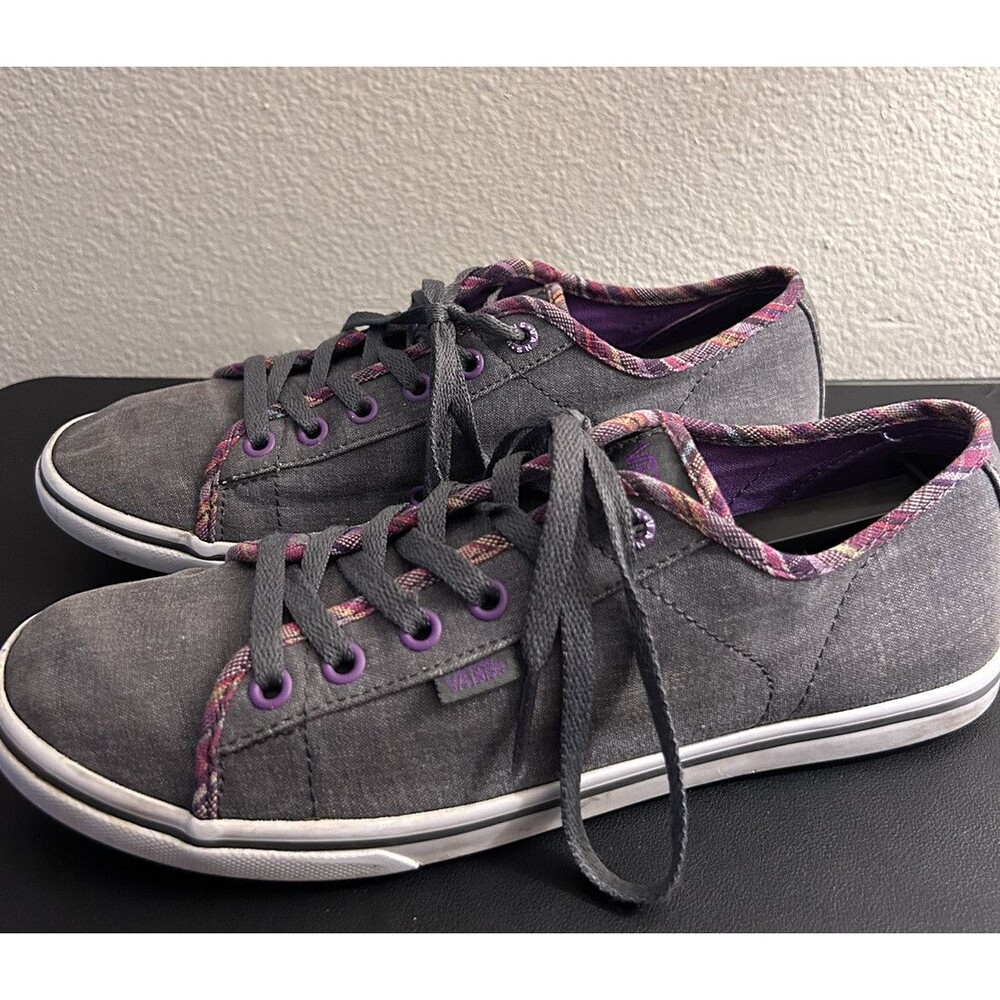 VANS Off The Wall Women's Lace Up Shoes - Gray / Purple - Size 9.5